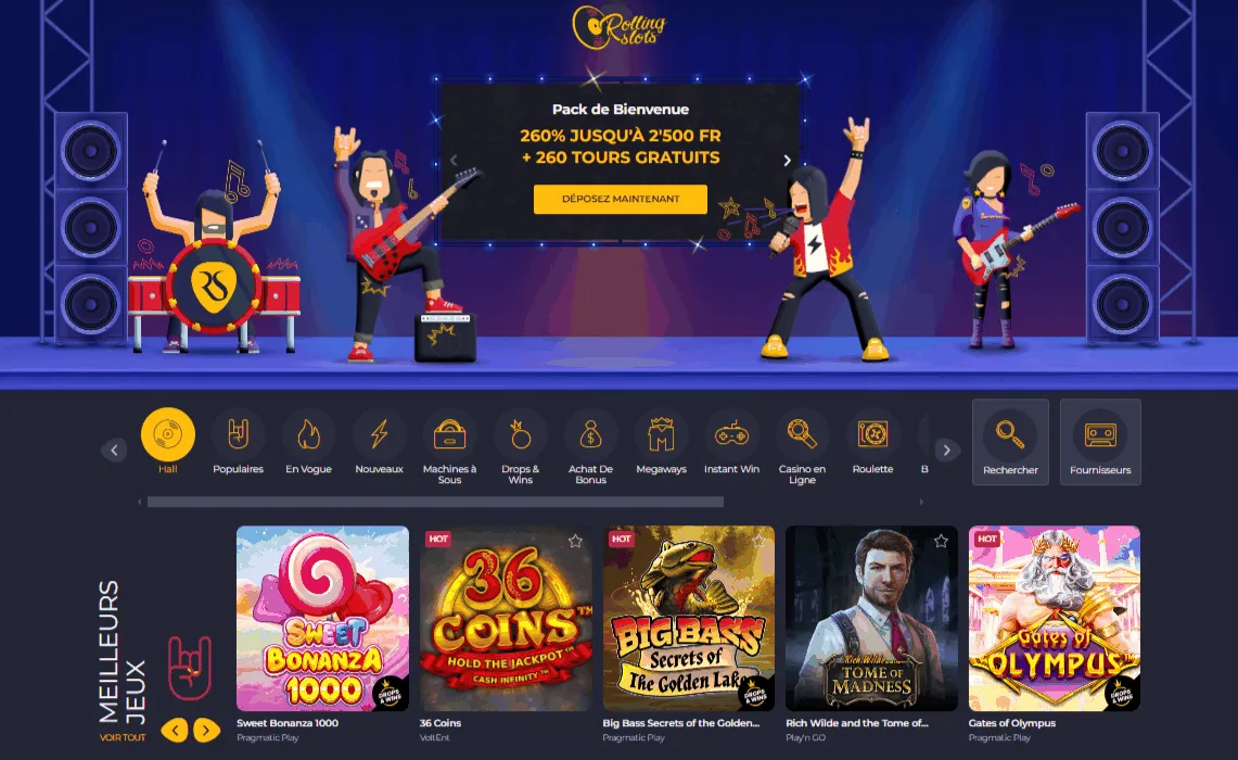 Rolling Slots Casino bonus de bienvenue Rolling Slots Casino Accueil