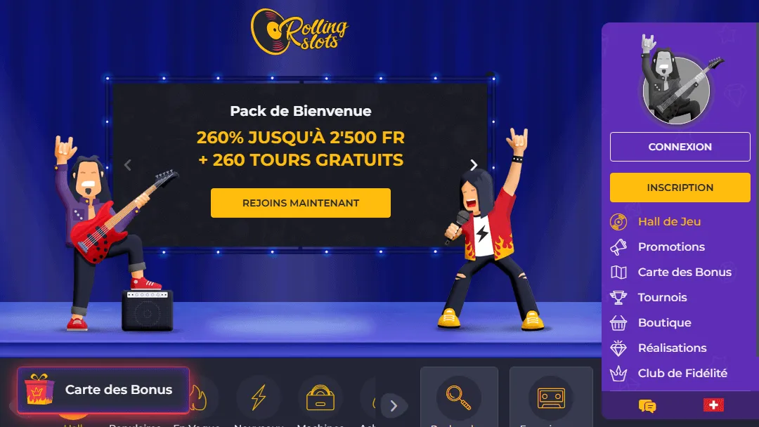 Bonus de Bienvenue Rolling Slots Offre de bienvenue Rolling Slots