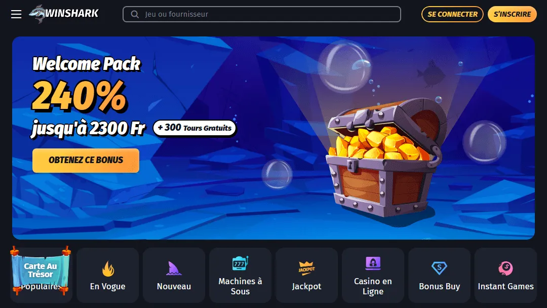 Bonus de Bienvenue WinShark Bonus de bienvenue WinShark