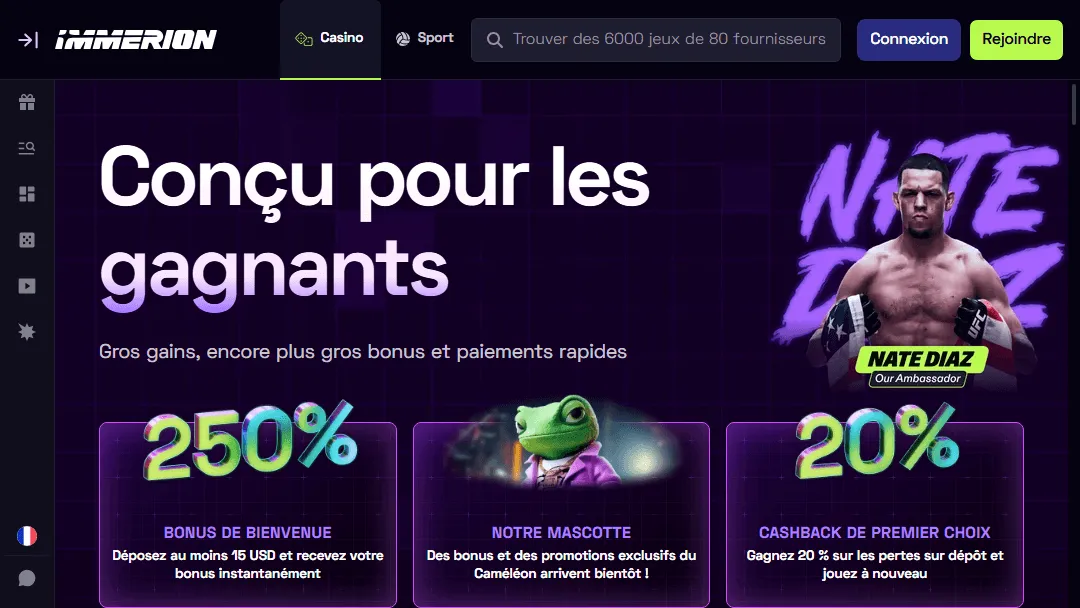 Immerion Casino – Bonus Bonus Page accueil Immerion Casino