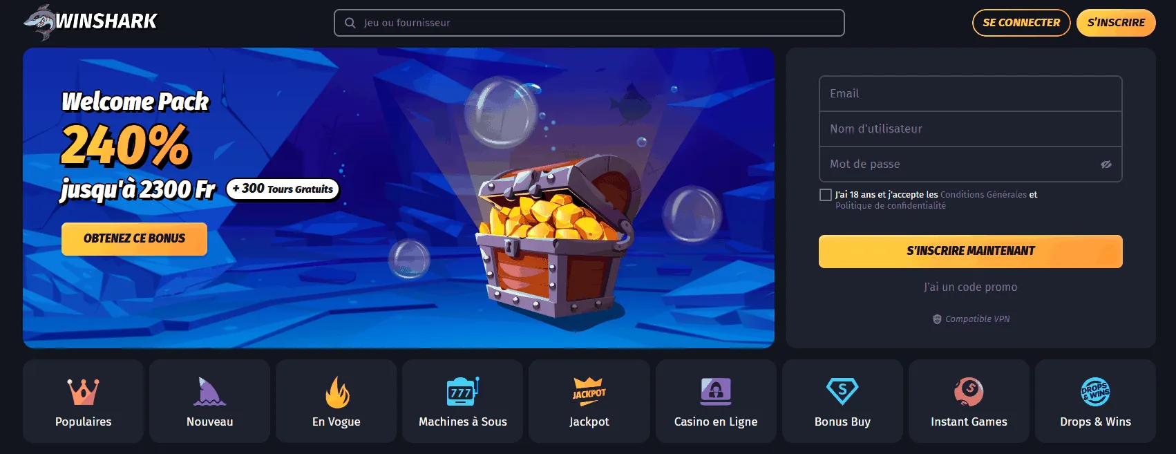 Winshark Online Casino Casino en ligne Winshark